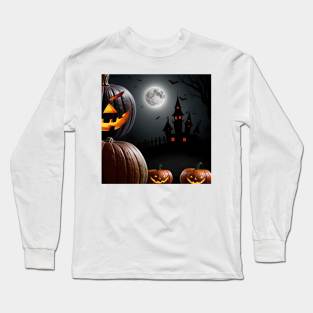 Halloween Pumpkin & Castle Study Long Sleeve T-Shirt